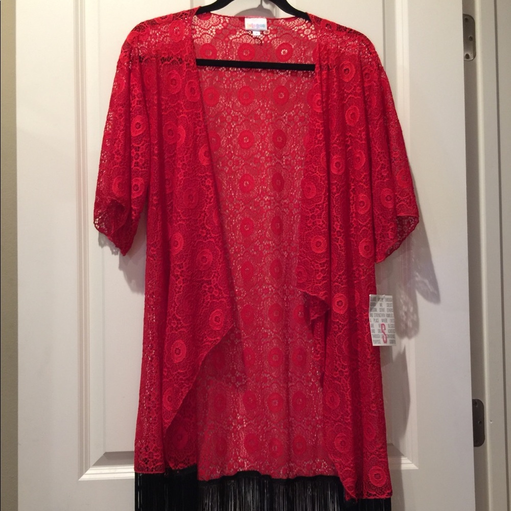 ❤️🔥 RED with BLACK fringe Small Lularoe Monroe